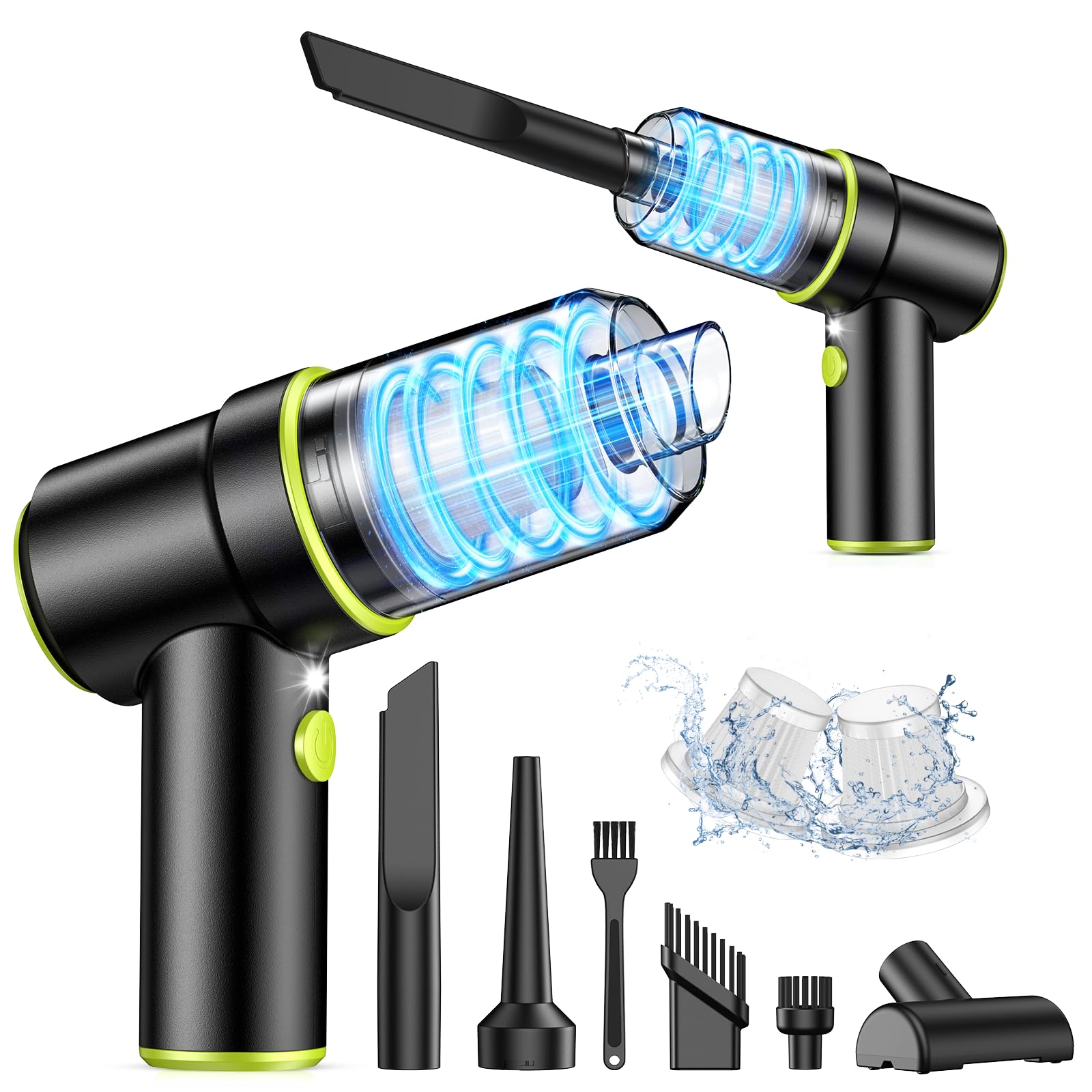 Photo 1 of KMM Handheld Car Vacuum Cleaner, 9000PA Vacuum Cleaner & Air Duster, 120W High Power Vacuum Portable Cordless, Hand Held Vacuum Rechargeable with Multi-Nozzles & LED Light for Home, Car, Office