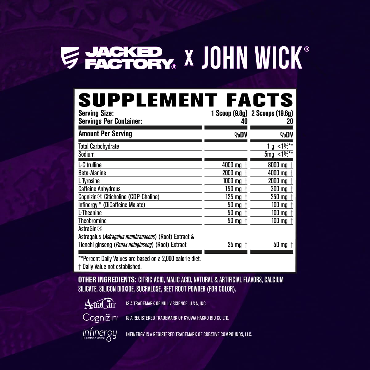 Jacked Factory X John Wick - Wick Mode Pre Workout Powder - Intense Energy, Battle-Ready Focus, Unstoppable Commitment, and Sheer Will - 40 Servings, Osaka Cherry Blossom