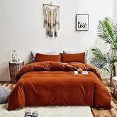 KAREVER Rust Comforter Sets Full Size Burnt Orange Bedding Set Reddish Caramel Color Terracotta Bed Set 3 Pieces Women Lightweight Solid Burnt Orange Color Blanket Rust Quilts Set Breathable Comforter