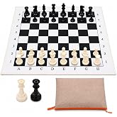 SAIHE Foldable Soft Fabric Chess Set (White &amp; Black, 20" X 20")