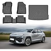 Mixsuper Floor Mats for Hyundai Kona 2024-2026 | SE |, | SEL |, | N Line |, |Limited| (Not for Electric Model), All Weather Trunk Mat and 2 Row Floor Liners Accessories Set Black
