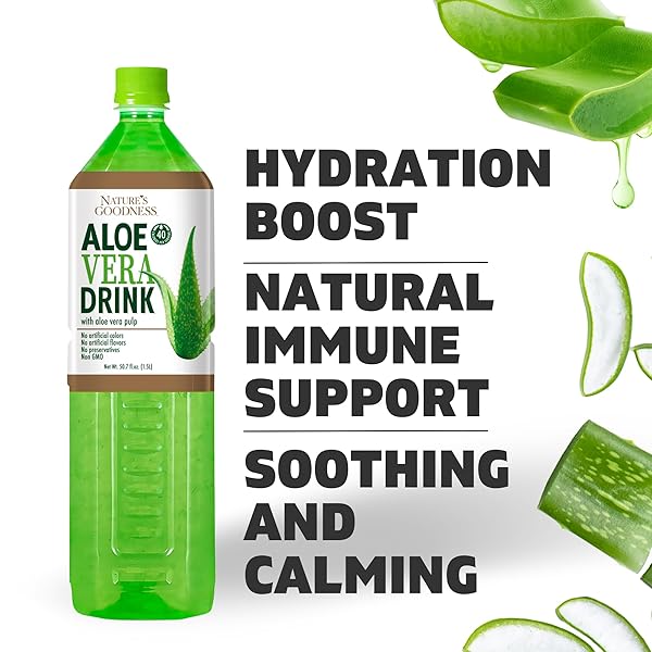 NATURE’S GOODNESS ALOE VERA DRINK WITH PULP – 50.7 FL OZ (1.5 L) – REFRESHING BEVERAGE WITH REAL ALOE VERA JUICE