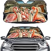 GENANY Flamingo Family Windshield Sun Shade for Car SUV Truck (55x30 inches), Sun Shade Windshield, Shades for Front Windows, Halloween Auto Gift, Christmas Car Decor