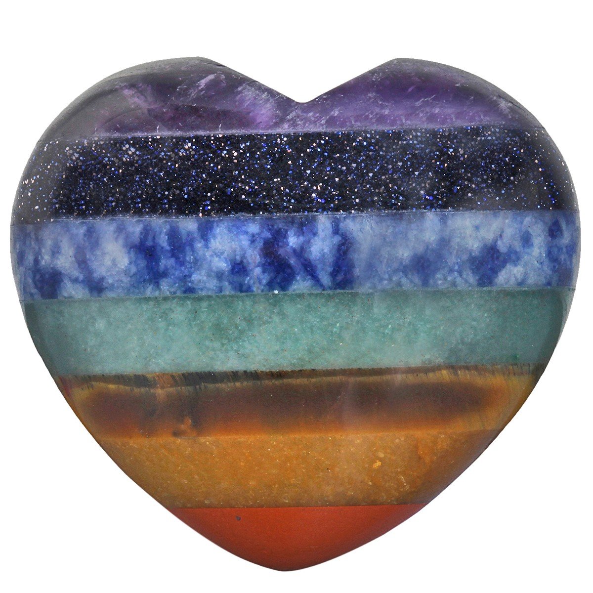SUNYIK 7 Color Chakra Puff Heart Pocket Stone,Healing Palm Worry Stones(1.6"), Pack of 1