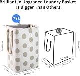 BrilliantJo 78L Large Collapsible Laundry Basket with Handles 60x42x31 cm view 6