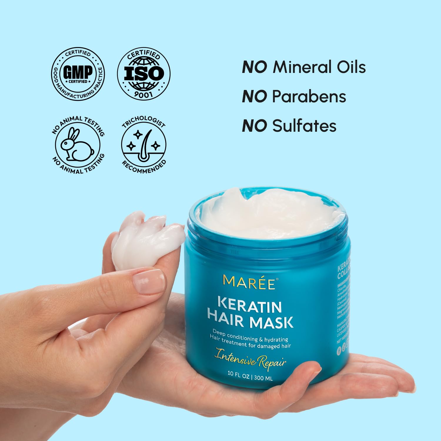 MAREE Deep Conditioning Hair Mask for Damaged Hair Treatment - Keratin Hair Care for Hydrating Growth Repair Moisturizing - Dry Curly Color Refreshing - Tratamiento Mascarilla Para el Cabello Seco