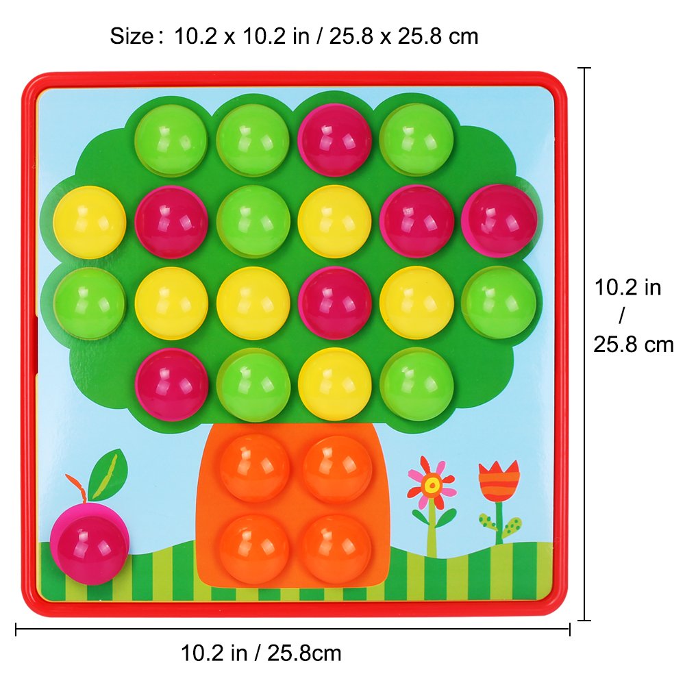 AMOSTING Button Art Toy – Educational Color Matching Mosaic Pegboard Sensory Learning Activity for Kids Age 3 4 5, Preschool Gift for Toddlers, Boys and Girls