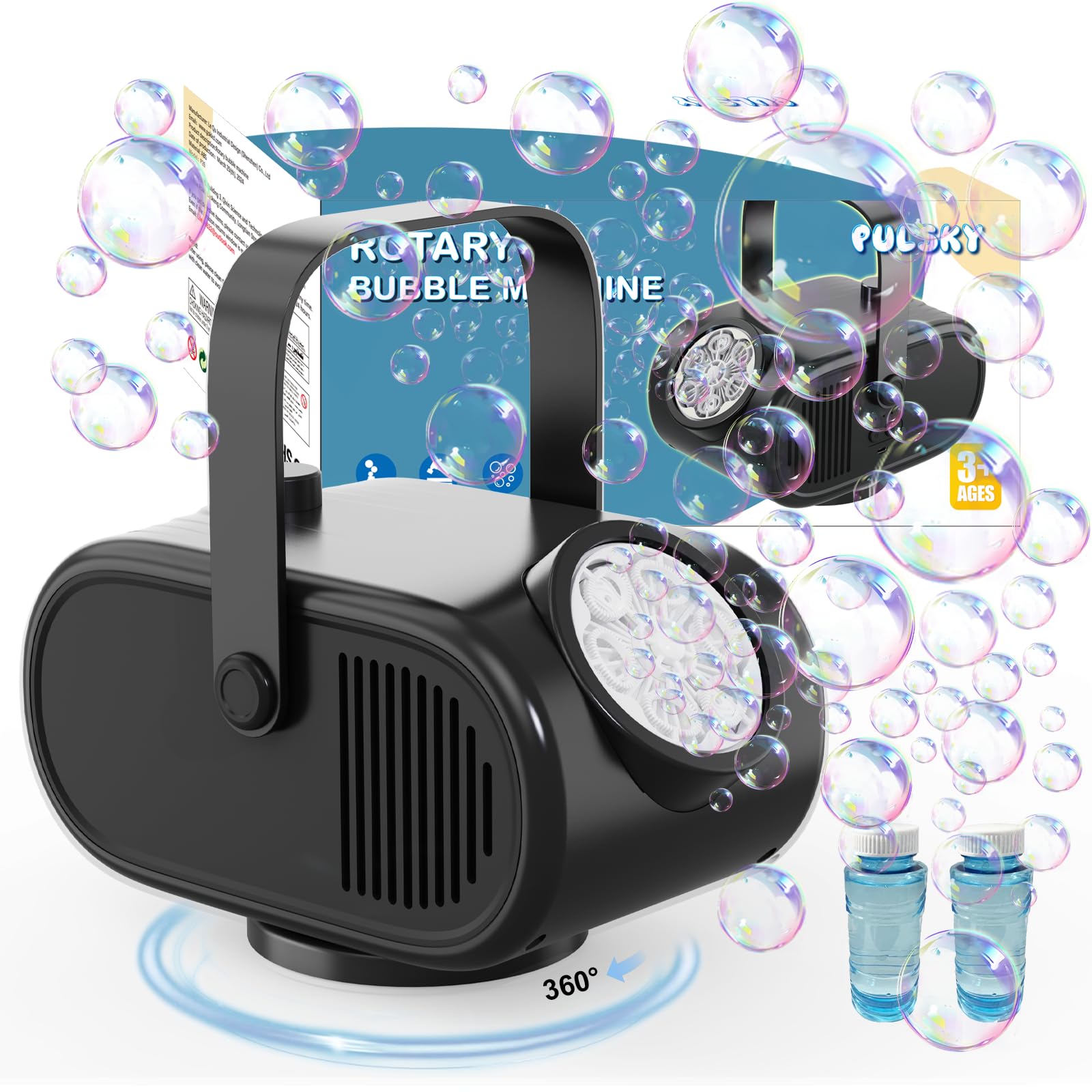 Rotating Bubble Bubble Machine for Kids Toddlers, Automatic 360° Rotating Bubble Blower ...