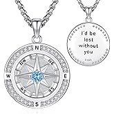 Eusense Sterling Silver Compass Necklace - Pendant Jewelry for Women & Men - Gifts for Him & Her