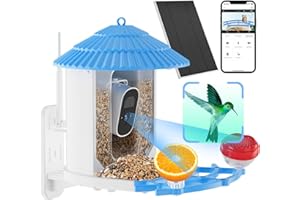 AZONANOR Bird Feeder with Camera - 4K High-Definition AI Recognition Bird Watching Camera, Smart BirdHouses Camera with Solar Powered, Auto Capture Bird Videos & Motion Detection, Ideal Present for Bird Lover