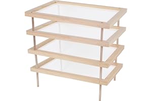 YiePhiot Herb Drying Rack, Wooden Herb Drying Rack, Herb Drying Storage with 2 layer herb drying rack for drying pasta flowers plant specimens and more(4 packs)