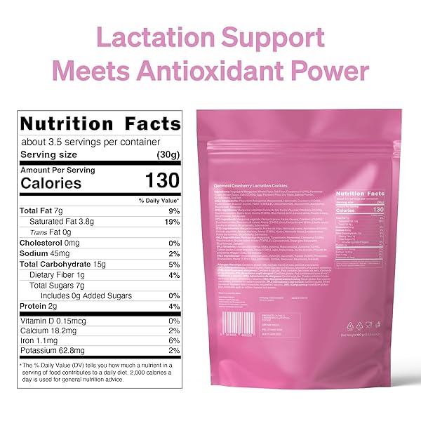 AWARD-WINNING LACTATION COOKIES FOR MILK SUPPLY INCREASE BY LOVENOOBS, LACTATION SNACKS HELP FOR BREASTFEEDING, ON-THE-GO MOM SUPPORT, BREASTFEEDING ESSENTIALS, CRANBERRY FLAVOR, 6X 3.5OZ
