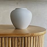 Morsha Ceramic Vase, White Color, Modern Minimalist Textured Vase for Home Decor, Bookshelf & Coffee Table Decor (White Short)