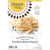 Simple Mills Almond Flour Crackers, Black Cracked Pepper - Gluten Free, Vegan, Healthy Snacks, Plant Based, 4.25 Ounce (Pack of 1)