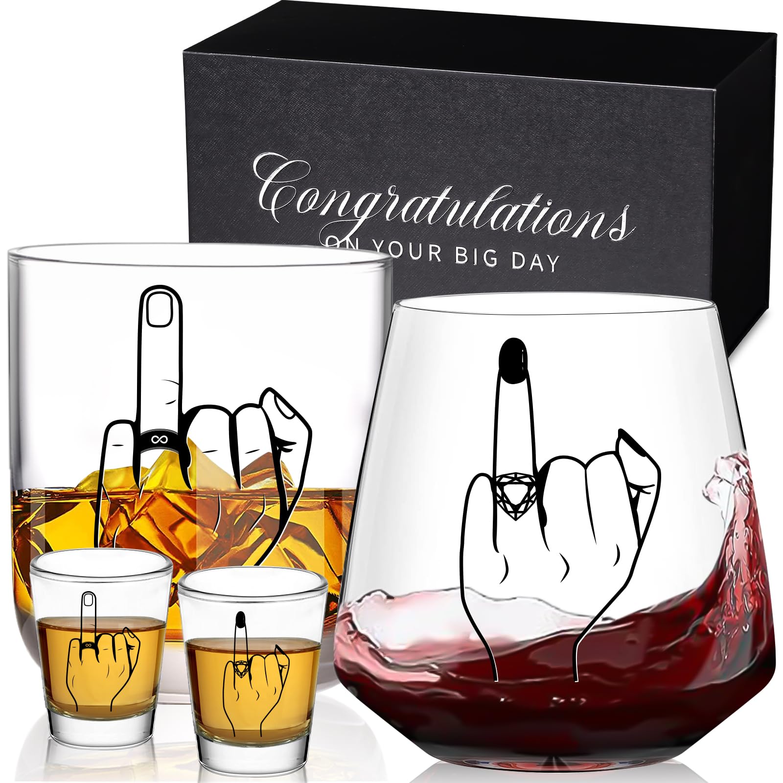 Photo 1 of (WIFE SHOT GLASS BROKEN) Engagement Gifts for Couples - Wedding Gift, Unique Engagement Gift, Bridal Shower gift, Mr and Mrs Gifts, Wishes for Couples Newlywed Him and Her