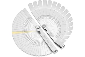 Tokyzexi 2Pcs Stainless Steel Feeler Gauge Set,32 Straight Blades Feeler Gauge&16 Pieces Angled Feeler Gauge Set, Measure Gap and Thickness for Guitar, Spark Plug, Valves Piston Measure Filler Gauge