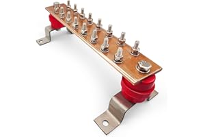 GOUNENGNAIL Wall Mounted Copper Ground Bar 16 Terminal Positions .25" x 2" x 10" Ground Bus Bar Kit,SM40 Insulators Rated Uimp