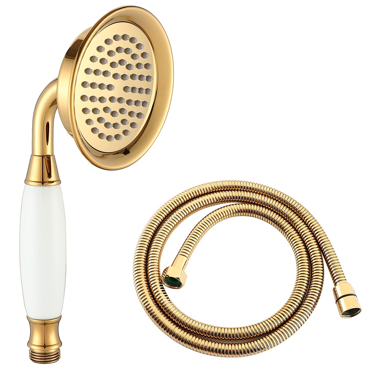 Ownace Gold Victorian Shower Head and 59 Inch Hose Set Traditional Brass&Ceramics Telephone Hand Shower Head for Bathroom
