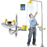 Combination Eye Wash Station Emergency Safety Shower Eyewash OSHA Approved | Stand Plumbing Eye washing Unit