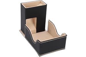 POENVFPO Dice Tower, Portable Folding PU Leather Dice Tray with Magnetic Closure and Storage Bag for Tabletop Games (Black Go
