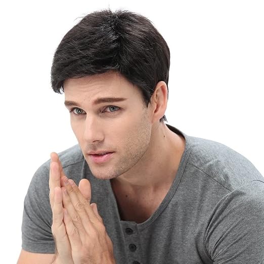 STfantasy Herren Perücke schwarz Jungs kurz gewellt Anime Business Täglich wig für Cosplay Kostüm Party Karneval