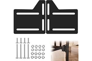 YUEYIN Headboard Adapter Bracket for Connecting and Adjusting Bed Frame Width | with 4 Widened Holes | Anti-Loosening Washers | for Bed Frame Renovation and DIY | Black, 2 Pieces