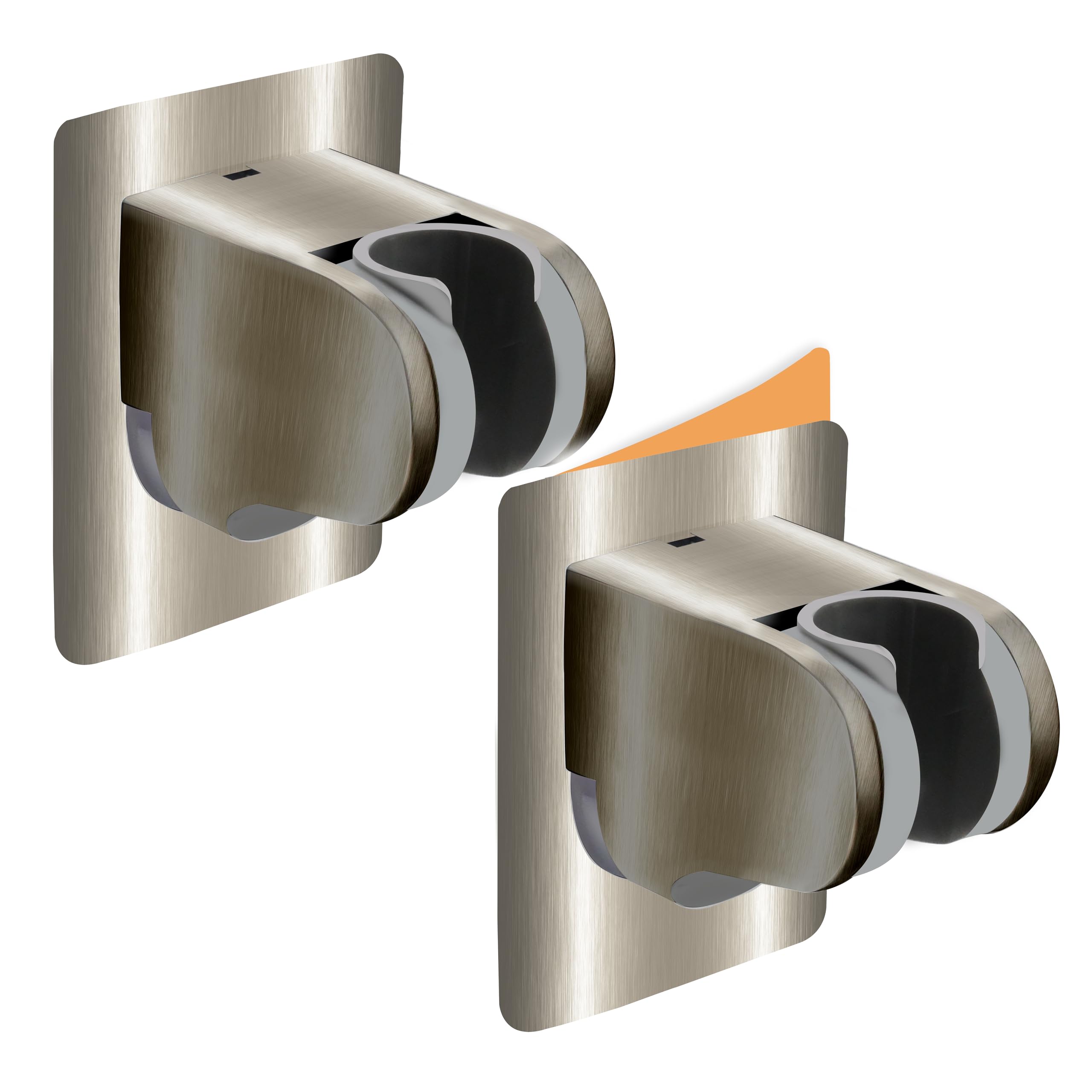 Photo 1 of HO2ME 2 Pack No Drilling On Wall Mounted Shower Bracket for Handheld Shower Head, Strong Adhesive and Waterproof Shower Head Holder, Adjustable to Meet Any Space Bathroom, Brushed Nickel