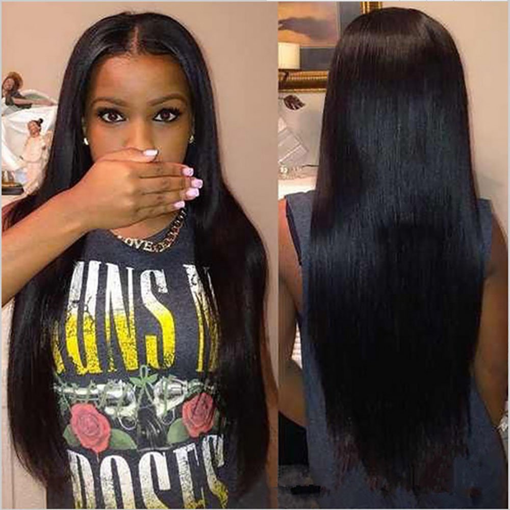 Black African American Women Long Straight Natural Hair Wig Non