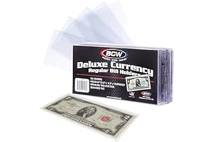 BCW Regular Bill Deluxe Currency Holders - 1ct | Deluxe Archival Safe Bill Protector Sleeves | Double-Polished Clear Vinyl | for Collectors and Numismatics | US Regular Bill Currency Holders