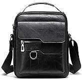 Small Crossbody Bag, Mens Shoulder Bag, Vintage leather Bag Office Business for Men, Handbag Purse Zipper