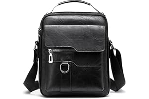 JINGTIANCD Small Crossbody Bag, Mens Shoulder Bag, Vintage leather Bag Office Business for Men, Handbag Purse Zipper