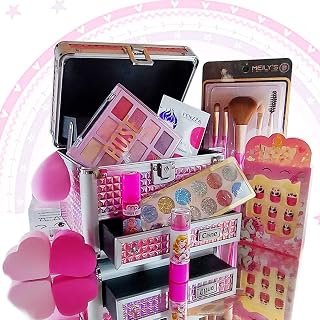 Maleta De Maquiagem Infantil Completa Princesinha C/Unhas Paleta Conjunto de Pinceis