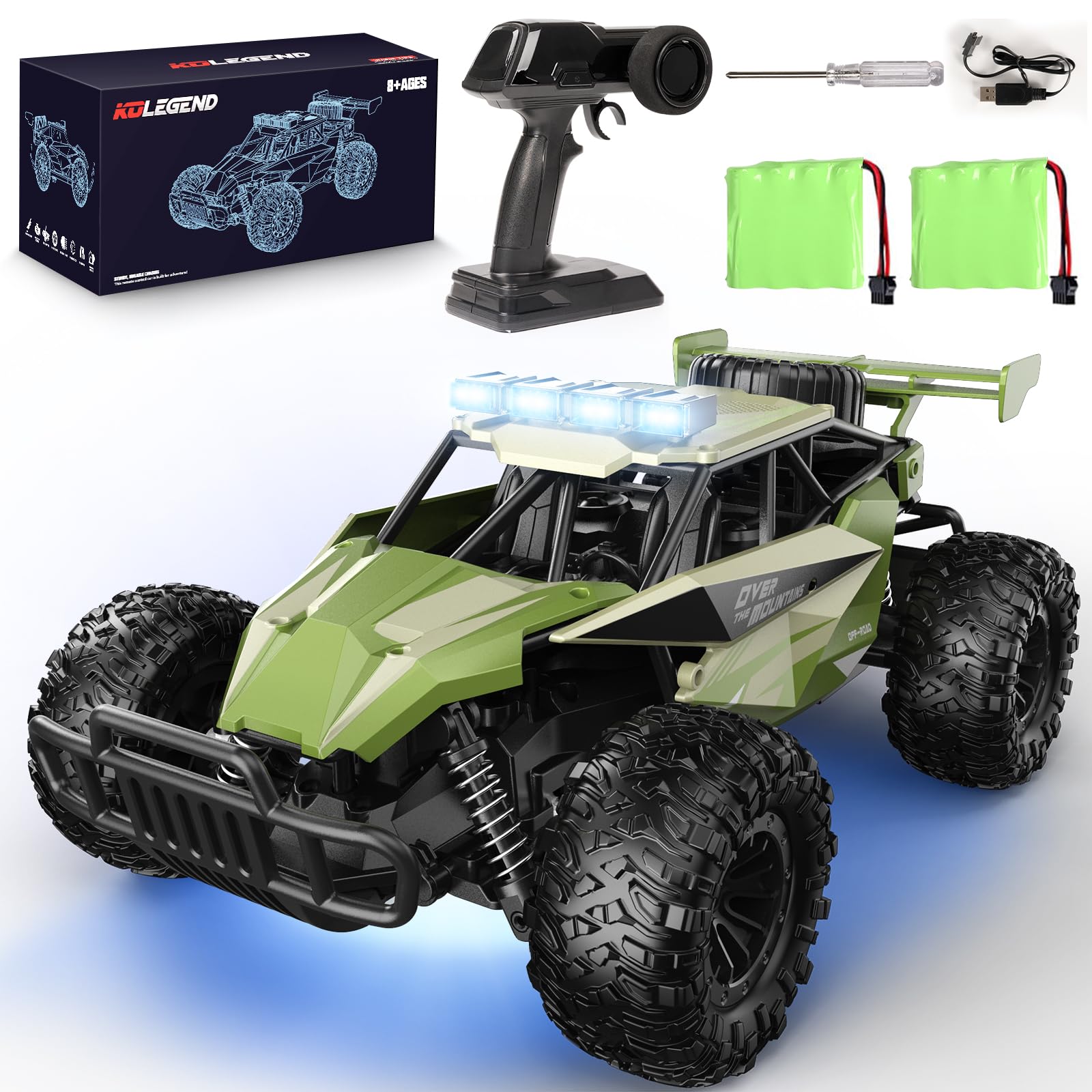 kolegend Remote Control Car for Boys, 2.4GZh RC Cars, 1:12 Monster RC Truck Off Road with LED Headlight and Rechargeable Battery Gifts for Adults Boys 8-12 Image