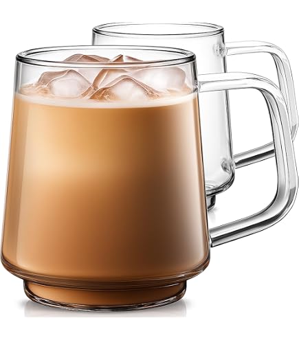 Amazon.com: ZMZKKLL Large Glass Coffee Mugs, 20 oz Glass Coffee Cups Set of  2, Clear Borosilicate Glass Mugs with Handles for Cappuccino, Tea, Latte,  Hot/Cold Beverages, Wine, Americano : Home & Kitchen