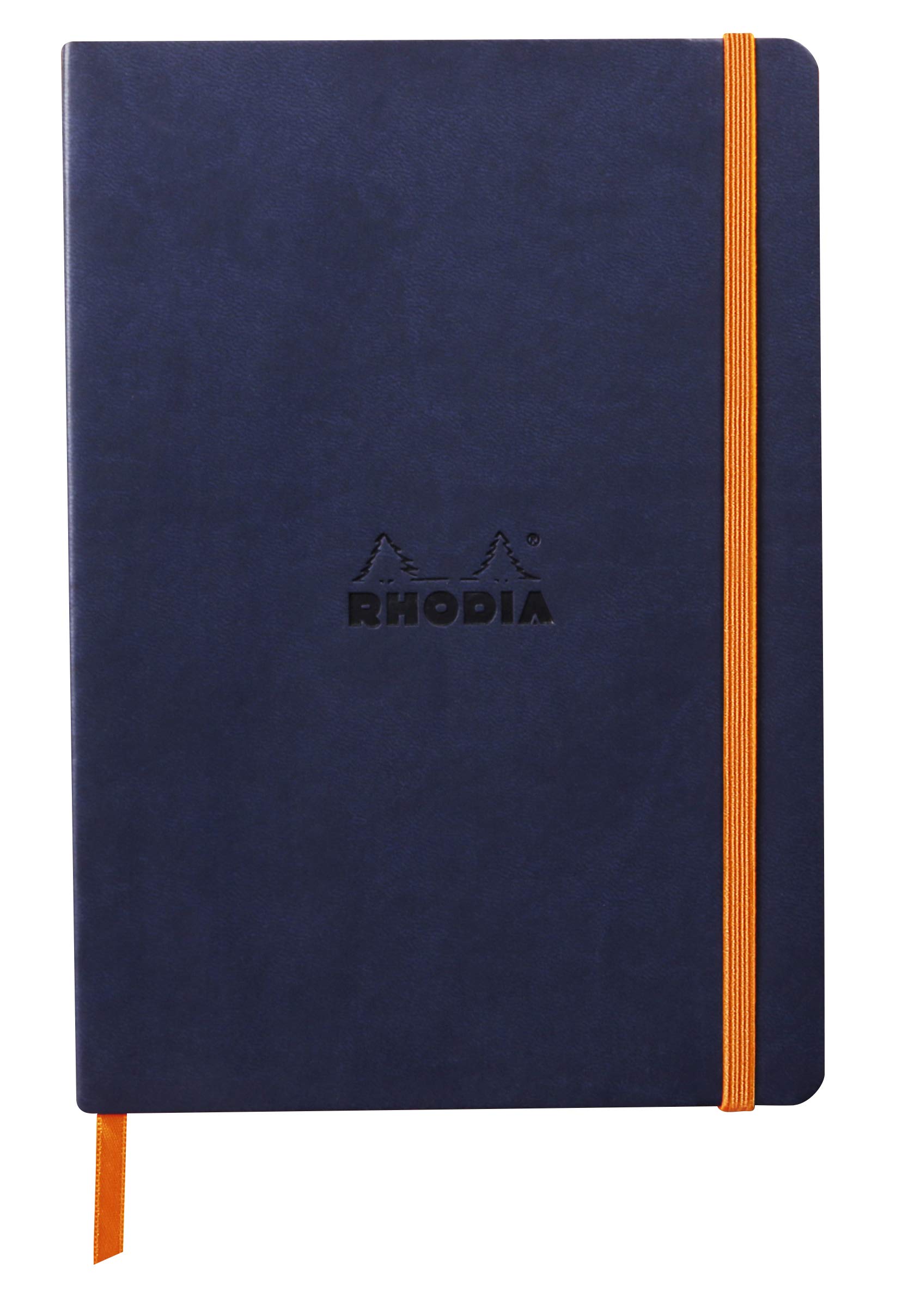 RHODIA 117378C - Midnight Blue Flexible Notebook - A5 - Lined - 160 pages - Clairefontaine Ivory Paper 90 g/m - Bookmark, Elastic Closure - Faux Leather Cover - Rhodiarama Collection โ image 1