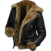 EDGESTYLE Women's B3 Shearling Bomber Jacket RAF Aviator Pilor Genuine Sheepskin Leather Jacket Removable Hoodie