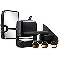 Towing Mirrors Switchback Lights for 2014-2018 Chevy Silverado GMC Sierra 1500 2500 HD 3500 HD with Turn Signal Running Lights Power Glass Backup Lamp Heated Pair (Black Textured)