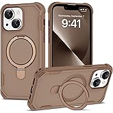 PeakFuel Compatible with iPhone 13 & 14 Case 6.1'' with Magnetic Ring Stand [Military Drop Protection][Compatible with MagSafe] Shockproof 13 & 14 Phone Case for Men Wowen,Brown