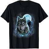 T-Shirt, Grey Wolf Hunting Ground, Icy Moon, Forest, Galaxy