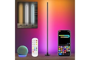 Bcmsda LED Floor Lamp, Corner Lamp, Corner Floor Lamp Compatible with Alexa, App, Remote Control, 16 Million DIY Colors RGB Floor Lamp, Music Sync, Timer Corner Light for Living Room, Bedroom