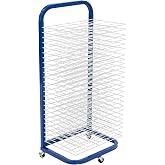 Pearington 25-Shelf Mobile/Wall Mountable Art Drying Rack for Art Studios &amp; Classrooms, 13" D x 17.5" W x 39.4" H, Blue/White