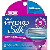 Schick Hydro Silk Moisture Razor Blade Refills, 4 Count | 5-Blade Moisturizing Razors for Women | Womens Moisturizing Razor Refills