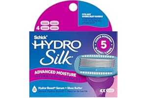 Schick Hydro Silk Moisture Razor Blade Refills, 4 Count | 5-Blade Moisturizing Razors for Women | Womens Moisturizing Razor Refills