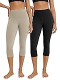 ODODOS 2-Pack High Waist Workout Capris for