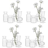 Mini Glass Vases for Centerpieces - Hewory Small Clear Bud Vase in Bulk, Cute Flower Vases Set for Wedding, Home Decoration, Table Decor (Clear, 16)