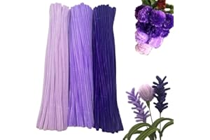 Swpohrat 300 Pieces Shades of Purple Pipe Cleaner Craft Set 3 Assorted Colors,Thick Fuzzy Chenille Stem Pipe Cleaners for DIY Craft Flower Projects Holiday Decorations