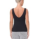 Workout Tops for Women Yoga Tank Tops with Built in Bra Wirefree Padded Yoga Bras Gym Running Athletic Shirt V-Neck Camisole