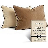 Blau Marité Decorative Velvet Throw Pillow Covers with Trim. Soft Velvet Decorative Pillow Cases. Velvet Cushion Covers. Cont