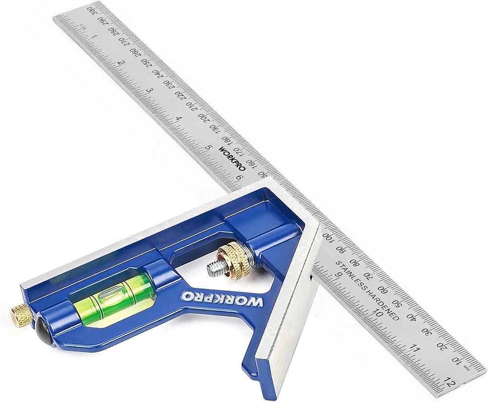 WORKPRO 300 mm Combination Square Set Stainless Steel 90/45 Degree with Bubble