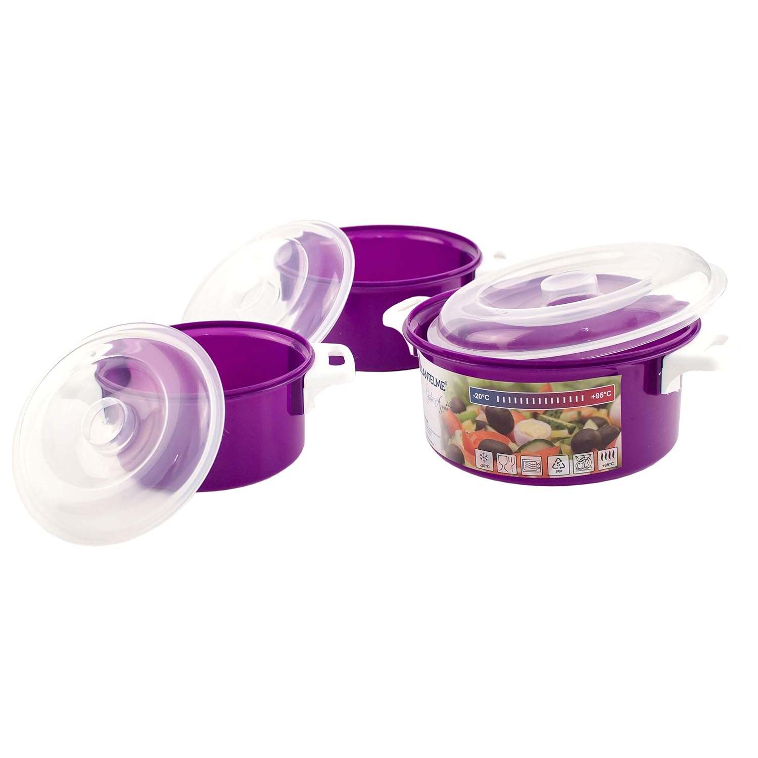 Lantelme 2 pieza Microondas Cuenco plástico color violeta. Cuenco ...